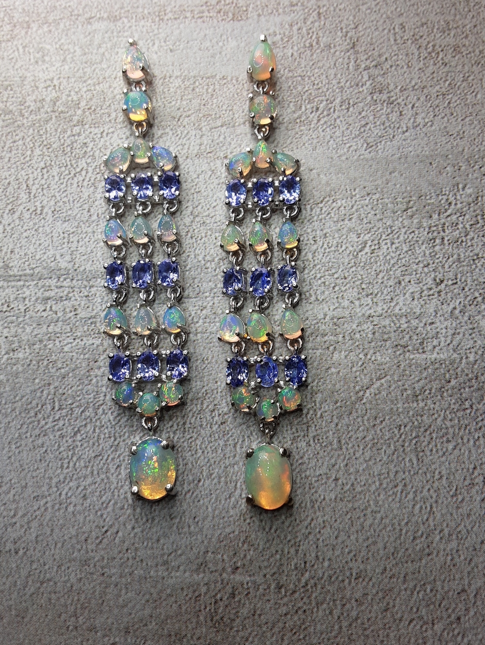 925 Tanzanite & Opal Drop earrings,
